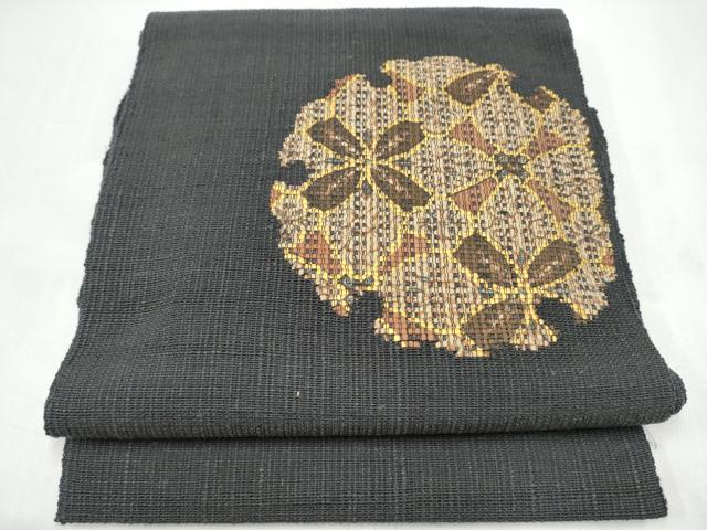 Rakuten - 平和屋着物●八寸名古屋帯　紬地　雪輪花文　正絹　逸品　CABI9147hy