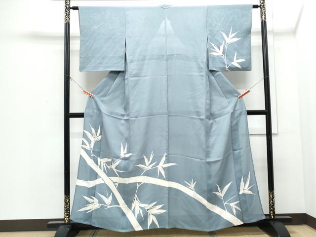 Rakuten - 平和屋着物＊夏物　訪問着　絽　笹竹文　銀彩　正絹　逸品　CABJ0913th