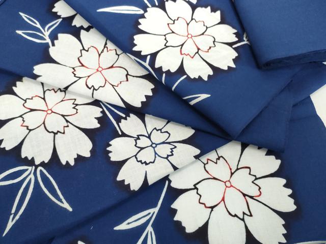 Rakuten - 平和屋着物＊夏物　浴衣　反物　着尺　注染　草花文　綿　逸品　未使用　DABH2654zzz
