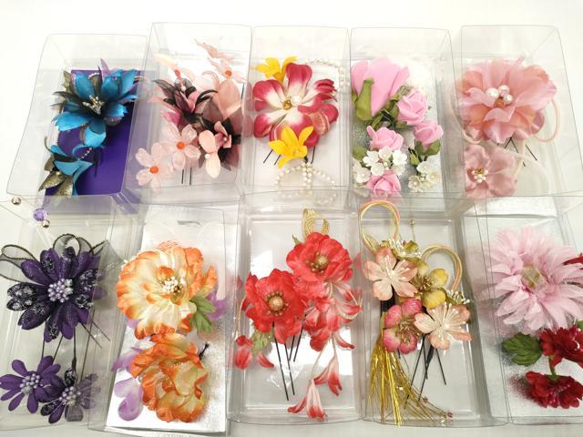 平和屋着物▼和装小物　髪飾りまとめて10点　花　ラインストーン　パール　Uピン　逸品　未使用　DABD8903zzz