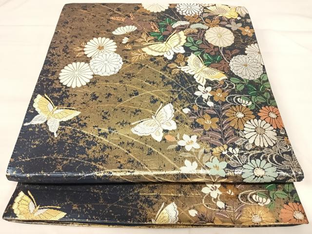 平和屋着物◎全通柄袋帯 唐織 花蝶文 金銀糸 正絹 逸品 AABJ0441yx