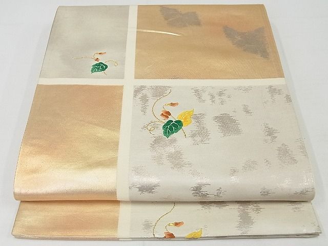平和屋着物◎六通柄袋帯　草花　金糸　正絹　逸品　AAAF8690Aex