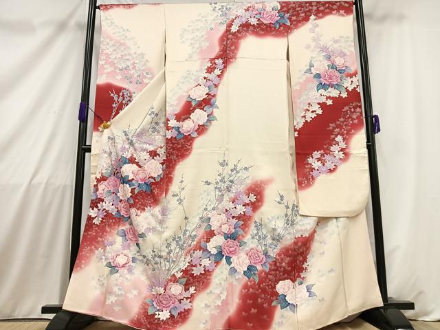 平和屋着物■豪華振袖 草花文 銀彩 正絹 逸品 AABA3166oa