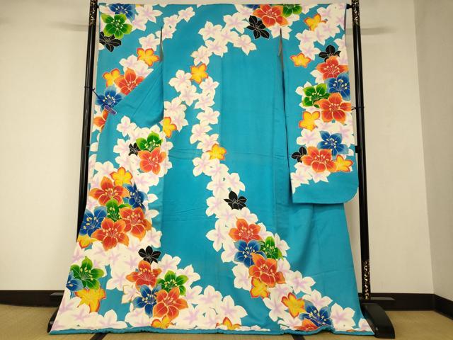 平和屋本店●お引きずり・お引き摺り・引き振袖　和装　結婚式　舞妓　芸妓　芸者　衣装　駒刺繍　舞花文　金彩　逸品　AABJ2744fw