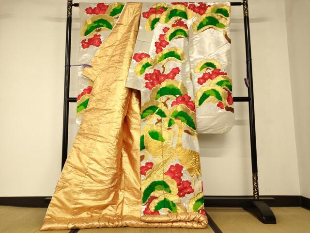 平和屋の平和屋本店●色打掛　和装　婚礼　結婚式　花嫁　神社挙式　駒刺繍　群鶴松梅文　金銀糸　逸品　AABJ2746fw｜アングル2
