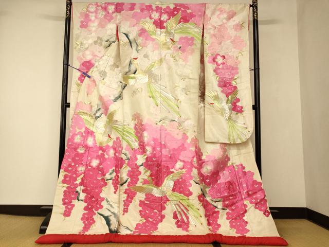 平和屋本店●色打掛　和装　婚礼　結婚式　花嫁　神社挙式　総刺繍　鳳凰枝花文　金銀糸　銀通し地　逸品　AABJ2748fw