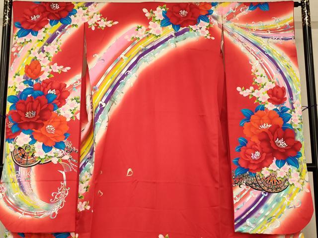 平和屋の平和屋本店●お引きずり・お引き摺り・引き振袖　和装　結婚式　舞妓　芸妓　芸者　衣装　孔雀花車文　暈し染め　銀彩　逸品　AABJ2781fw｜アングル3