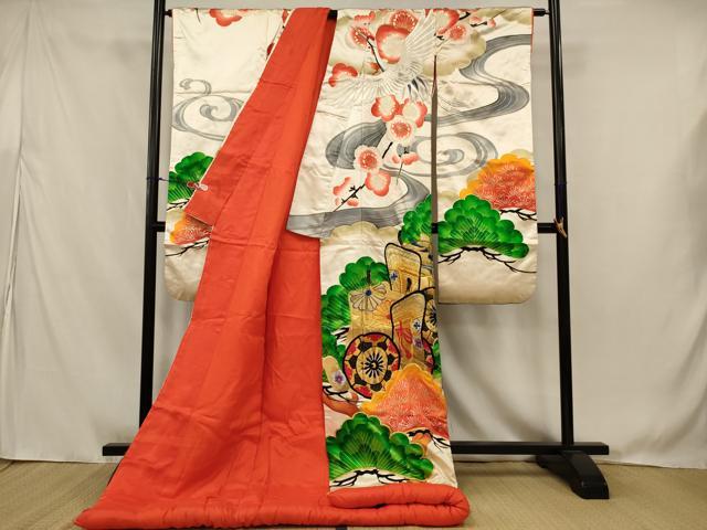 平和屋の平和屋本店●色打掛　和装　婚礼　結婚式　花嫁　神社挙式　駒刺繍　御所車飛鶴文　金銀糸　逸品　AABJ8258ou｜アングル2