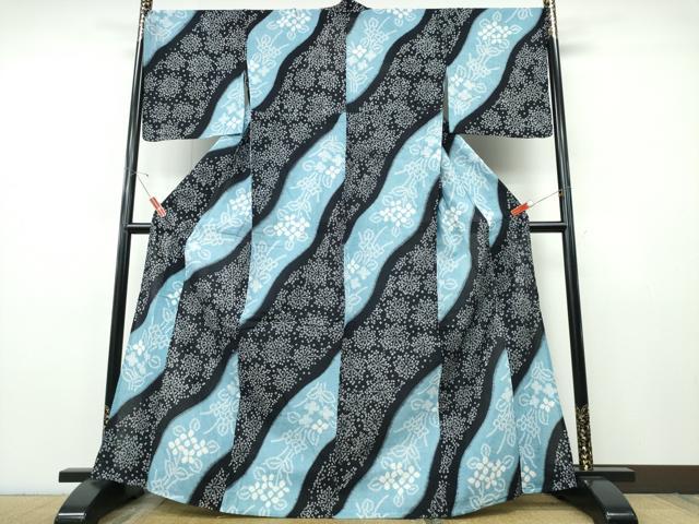 平和屋着物∴夏物　浴衣　有松鳴海絞り　霞花文　綿　逸品　CABJ0077ng