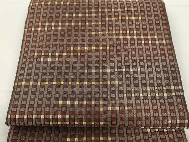 Rakuten - 平和屋着物●六通柄袋帯　格子　金糸　正絹　逸品　CAAY9274yk