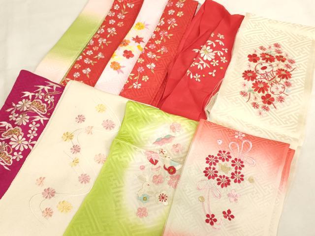 平和屋着物[]七五三　女の子　和装小物　半衿まとめて10点セット　刺繍　草花　玩...