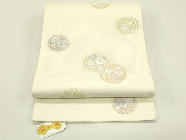 平和屋着物＊夏物　西陣　橋本テル織物謹製　六通柄袋帯　唐織　雪輪花文　金糸　証紙付き　正絹　逸品　未使用　CABJ1853rv