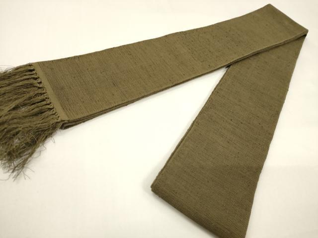 ■■■　サイズ　■■■ 長さ 384cm（房7cm） 幅 9cm程 ■■■　商品詳細　■■■ 【交織】 状態は締めてはおりますが 特に目立ったシミ汚れなどもなく大変良い状態です。 お安く出品致しますので、是非この機会にいかがでしょうか？ ■■■　注意事項　■■■ ■モニター発色の具合により色合いが異なる場合がございます。 ■寸法は多少の誤差が生じる場合がございますのでご了承ください。 ■縫込みの長さが左右非対称の場合は短い部分を記載しております。 左右非対称であってもご返品・お値引き等の保証は出来かねますので、ご了承の上ご購入をお願い致します。 ■シミ等のチェックには注意を払っておりますが、見落としがある場合もございますし、個人の見解も様々ですので神経質な方のご購入はお控えください。 ■箪笥に入っておりました着物や帯なので畳みシワや匂いがあるものもございます。 ■お休みは基本的に土日祝となりますが、その他臨時でお休みする場合がございますのでご了承ください。 ■商品の発送は平日のみの発送となります。 ■夜間と土曜、日曜日はお問い合わせの回答が遅れる場合がございます。 ■当店では、お直し、紋入れ、お手入れ等は承っておりません。 ■生地の状態（ヤケ、経年劣化等）によってはサイズ直しが出来ない場合がございます。 その点もどうかご了承のうえ、ご購入をお願いいたします。 ■弊社で取り扱う商品は一点ものにつき、時期や在庫状況に応じて金額が変更となる場合がございます。 ■検針は行っておりません。予めご了承いただきますようお願いいたします。 ■【洗える着物】と記載のある商品におきましては、商品お届け後に洗濯を行ってしまってからのご返品にはご対応しかねます。 念の為、専門店でのお手入れをお願いいたします。 ■写真に写っている物が全てになります。それ以外の付属品はございませんのでご了承ください。 ■状態に関する写真につきましては、掲載可能な写真枚数に限りがあるため、各箇所につき1枚参考画像を掲載しております。 ■着物のサイズ目安は下記を参考ください↓ ＜女性着物＞　お端折り次第で＋5cm　－1cmが着用可能サイズ 　例）身丈170cmの場合、身長160cm～175cm ＜男性着物＞　身丈＋約25cm～27cm程が適応身長 　例）身丈155cmの場合、身長180～182cm