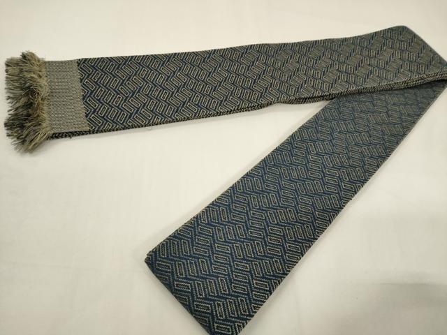 平和屋着物●男性　本場筑前博多織　角帯　幾何学文様　正絹　逸品　CABF0254ak