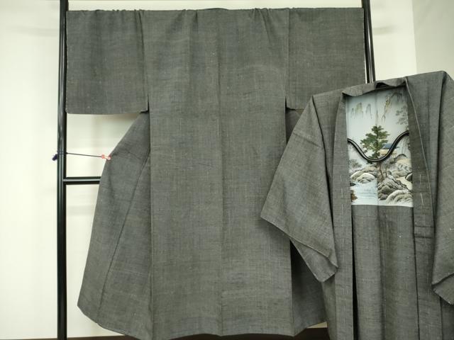 平和屋着物●男性　紬　アンサンブル　霞文　正絹　逸品　DABF3729op
