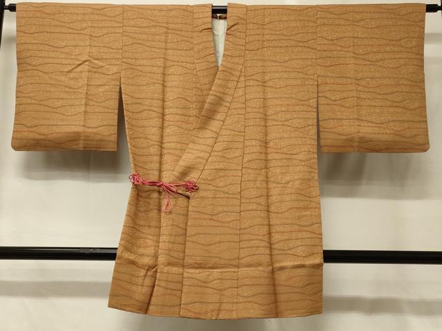 平和屋着物＃道中着　横段文　ロング丈　正絹　逸品　CABG8302in