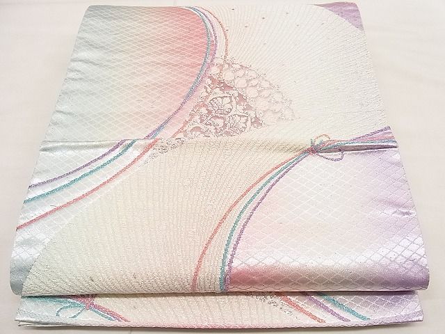 平和屋着物■六通柄袋帯　孔雀羽文　銀糸　逸品　n-ip1623