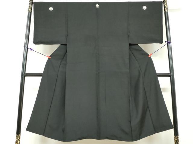 平和屋着物●男性　黒紋付　正絹　逸品　DABF1627ud