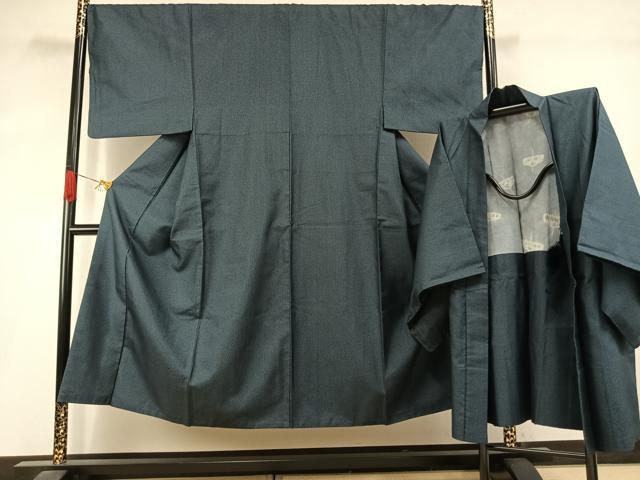 平和屋着物●男性　紬　アンサンブル　140亀甲　総詰め　正絹　逸品　AABI9083fy
