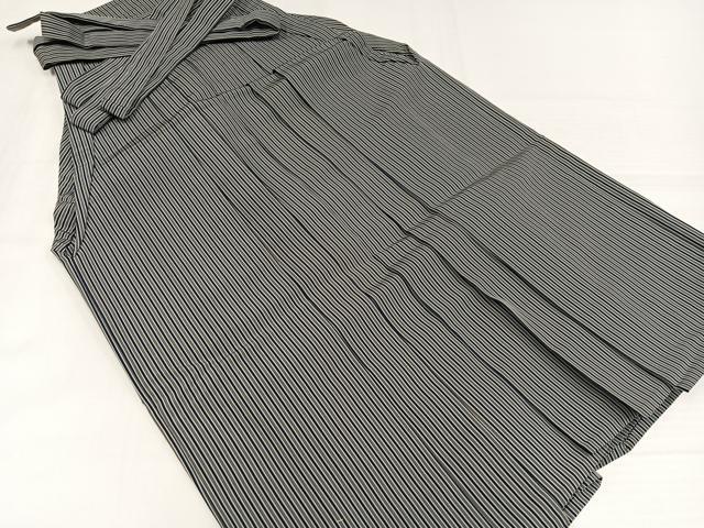 平和屋着物●男性　行灯袴　舞鶴平　草木染　縞　正絹　逸品　AABJ1246ph