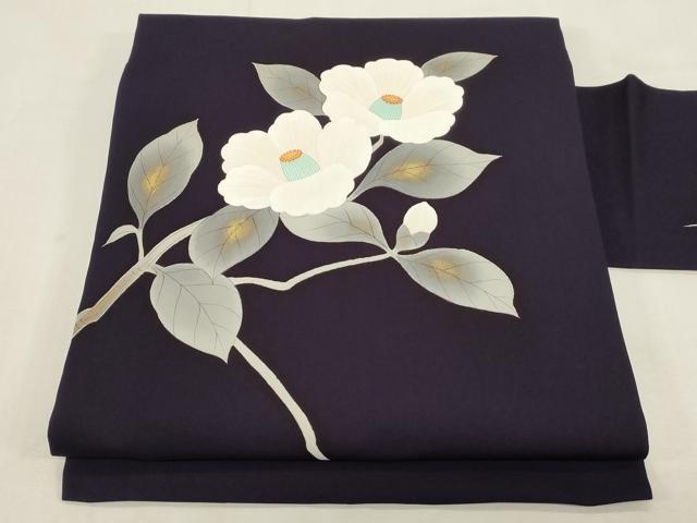 平和屋着物●塩瀬　九寸名古屋帯　手描き　草花文　金彩　正絹　逸品　CABF6388dy