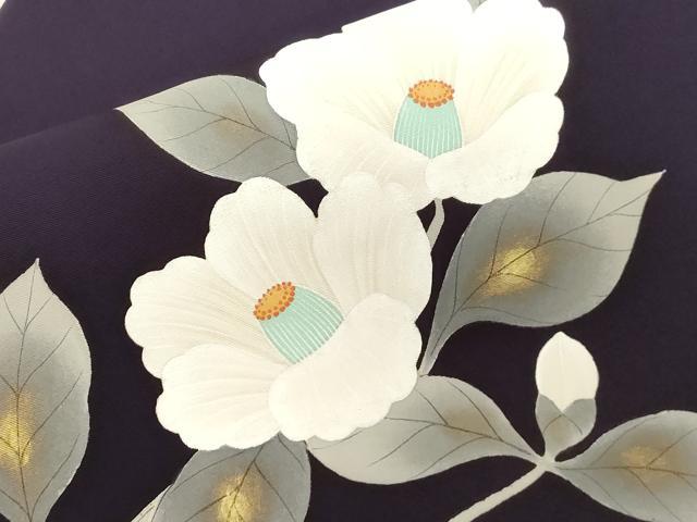 平和屋の平和屋着物●塩瀬　九寸名古屋帯　手描き　草花文　金彩　正絹　逸品　CABF6388dy｜アングル3