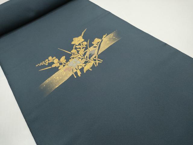 平和屋着物●付下げ 反物 着尺 岡田玉洋 竹屋町刺繍 草花文 金彩 上代25万 逸品 未...