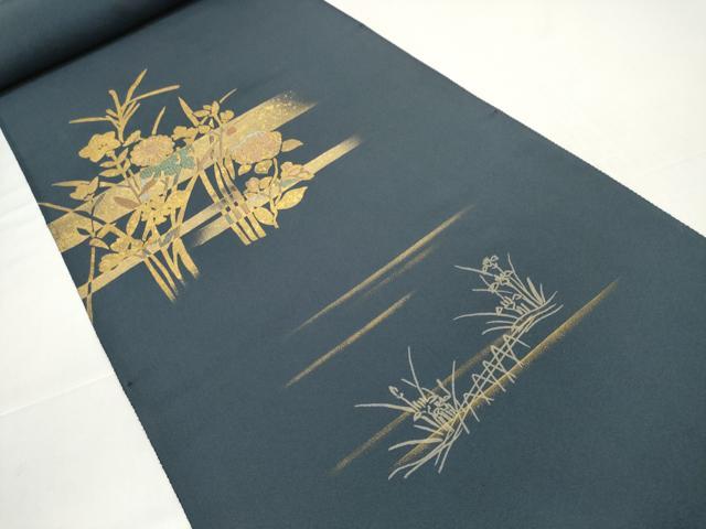 平和屋着物●付下げ 反物 着尺 岡田玉洋 竹屋町刺繍 草花文 金彩 上代25万 逸品 未...