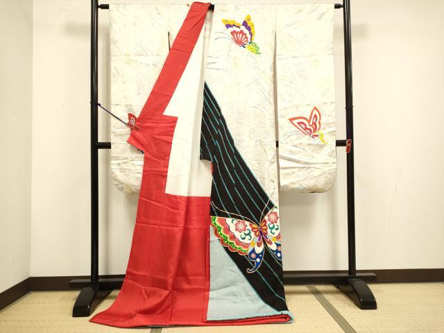 平和屋の平和屋本店●お引きずり・お引き摺り・引き振袖　和装　結婚式　舞妓　芸妓　芸者　衣装　駒刺繍　舞蝶花文　逸品　DABH4777du｜アングル2