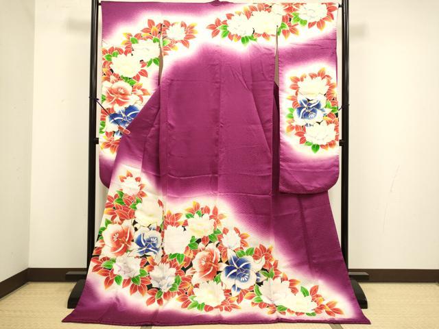 平和屋本店●お引きずり・お引き摺り・引き振袖　和装　結婚式　舞妓　芸妓　芸者　衣装　駒刺繍　草花文　暈し染め　逸品　DABH4775du