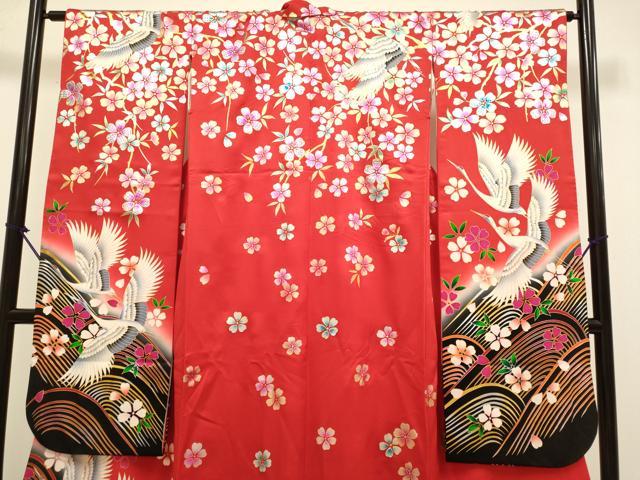 平和屋の平和屋本店●お引きずり・お引き摺り・引き振袖 和装 結婚式 舞妓 芸妓 芸者 衣装 立波飛鶴舞桜文 暈し染め 金銀彩 逸品 DABH4776du｜アングル3