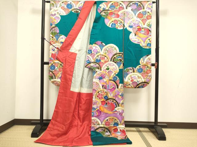 平和屋の平和屋本店●お引きずり・お引き摺り・引き振袖　和装　結婚式　舞妓　芸妓　芸者　衣装　鴛鴦吉祥花文　金銀彩　逸品　DABH4796du｜アングル2