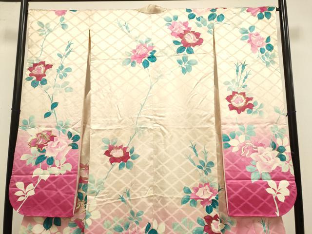 平和屋の平和屋本店●お引きずり・お引き摺り・引き振袖　和装　結婚式　舞妓　芸妓　芸者　衣装　刺繍　薔薇　暈し染め　金彩　逸品　DABH4797du｜アングル3