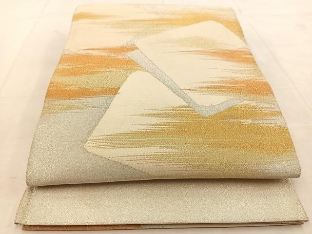 平和屋着物◎太鼓柄袋帯　綴れ　破れ色紙文　金銀糸　正絹　逸品　BAAU8886yc