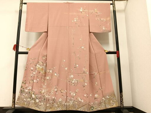 平和屋着物■訪問着 駒刺繍 地紙枝花文 金銀彩 正絹 逸品 未使用 AAAX8281ph 平和屋着物■訪問着 駒刺繍 地紙枝花文 金銀彩 正絹 逸品 未使用 AAAX8281ph