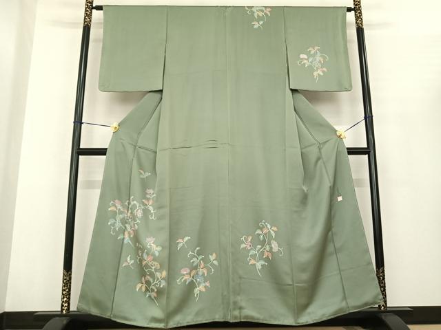 平和屋着物●友禅作家の巨匠　浅井青仁　訪問着　花唐草文　正絹　逸品　AABF0431fy