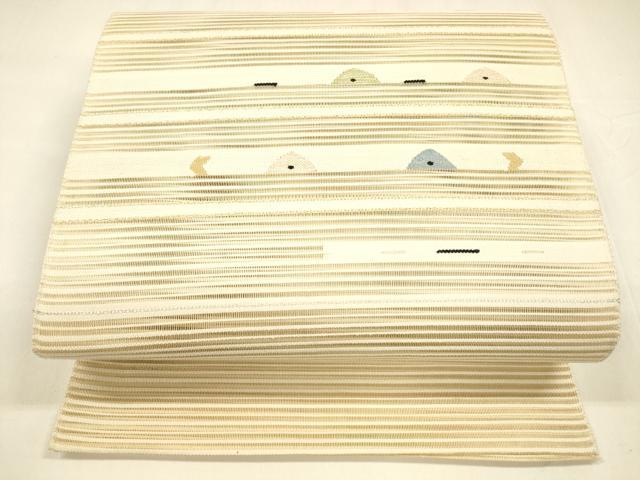 平和屋着物＊夏物　絽綴れ　八寸名古屋帯　抽象文様　金銀糸　正絹　逸品　DABA0122cm