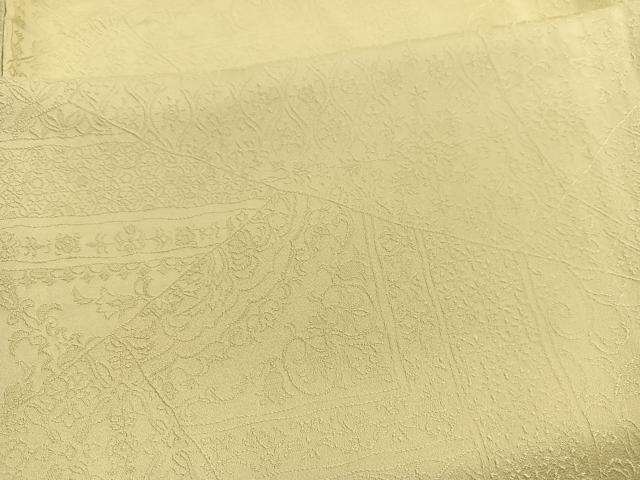 平和屋着物■上質な色無地 切嵌飾花地紋 枯草色 正絹 逸品 BAAX2910hv