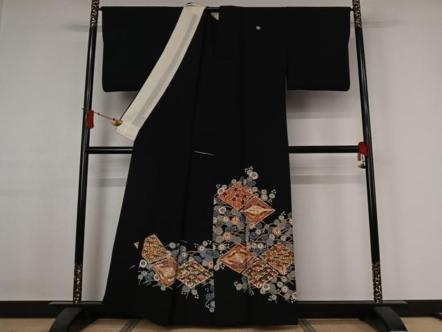 平和屋着物▽本加賀友禅作家　押田正義　黒留袖　単衣　松竹梅　鶴　正絹　逸品　AABJ1792jh heiwaya-11228389 平和屋 サンプル画像2