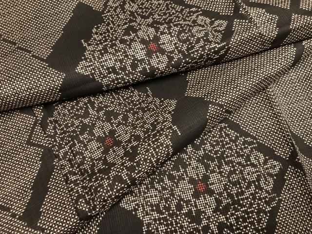 平和屋着物●本場大島紬　一元7マルキ　花菱文　正絹　逸品　AABJ2996ph