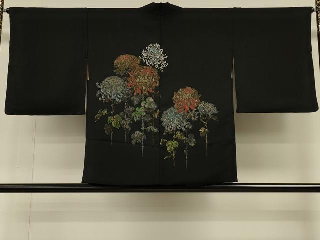 平和屋着物＃羽織　寿光織　乱菊　黒地　金銀糸　正絹　逸品　CABH6897in