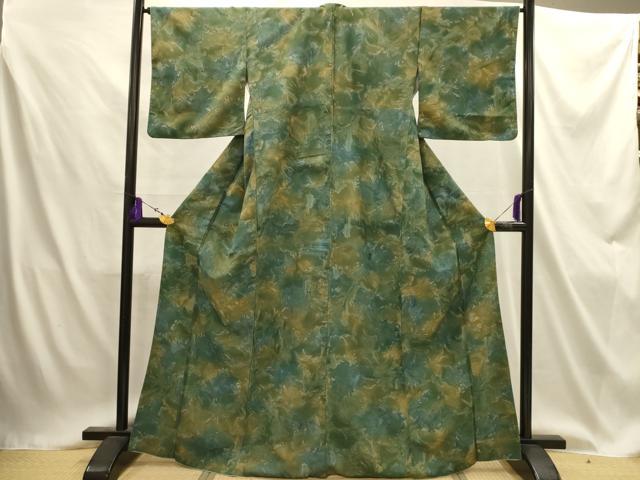 平和屋着物●小紋　霞文　暈し染め　鬼しぼ縮緬　洗える着物　AABJ1857sx