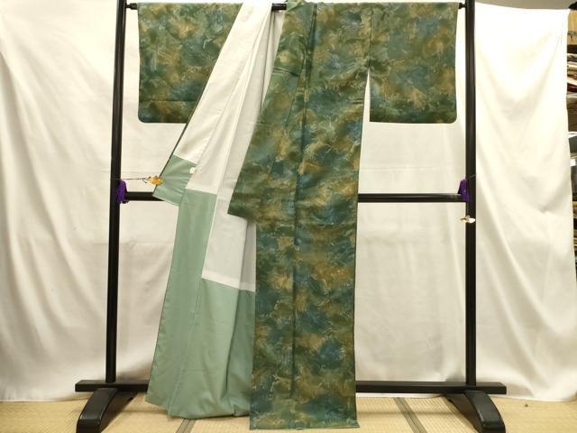 平和屋の平和屋着物●小紋　霞文　暈し染め　鬼しぼ縮緬　洗える着物　AABJ1857sx｜アングル2
