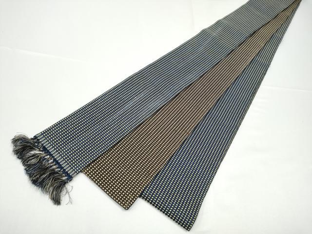 平和屋着物●男性　本場筑前博多織　角帯　格子柄　正絹　逸品　CABG9079hy