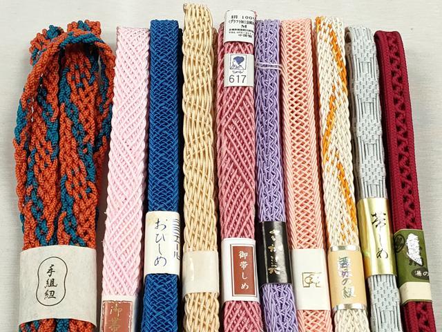 平和屋の平和屋着物＊夏物　和装小物　上質な帯締め10本セット　レース織　銀糸　さが美扱い　逸品　未使用　CABJ3957qe｜アングル2