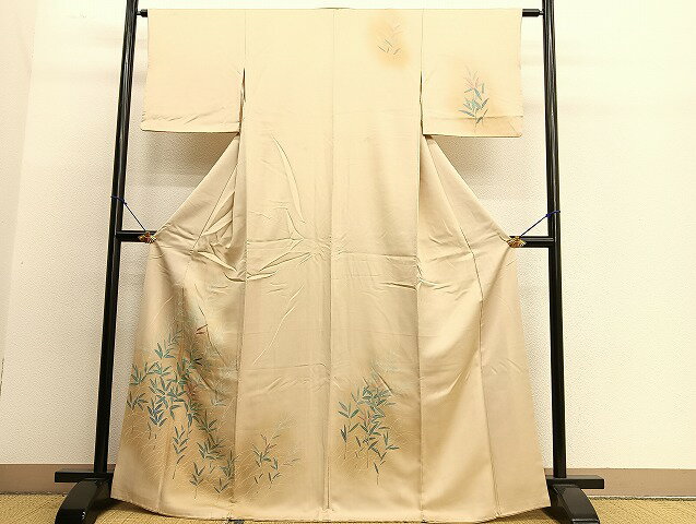 平和屋着物■訪問着 刺繍 草葉文 暈し染め 正絹 逸品 BAAR6756pk