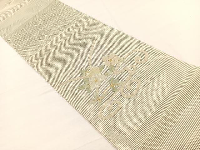 平和屋の平和屋着物＊夏物　八寸名古屋帯　絽綴れ　草花文　金糸　正絹　逸品　未使用　BAAX7525hv｜アングル2
