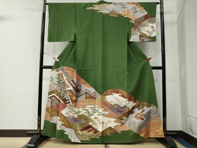 平和屋着物●訪問着　吉祥花松文　金彩　正絹　逸品　未使用　CABG0610yc