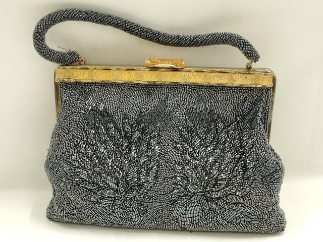 平和屋着物▼和装小物 和装バッグ ビーズバッグ ハンドバッグ 花柄 逸品 AABJ9479ay