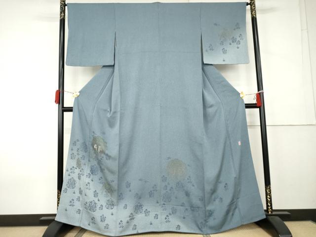 平和屋着物●京友禅 渥美博也 訪問着 刺繍 双鳥花文 暈し染め 金糸 正絹 逸品 AABK8578cs